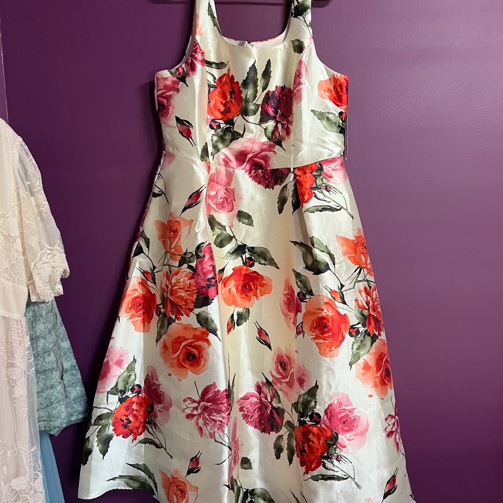 Cream and Wine Formal Floral Dress